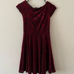 Black & Red Velvet Mini Dress
